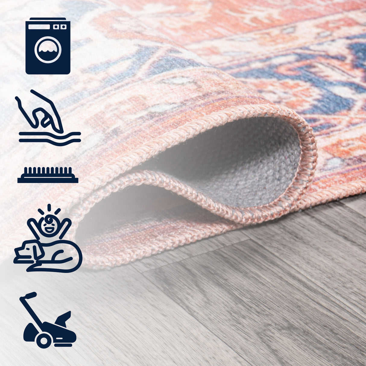 Maris Ornate Medallion Machine-Washable Round Area Rug