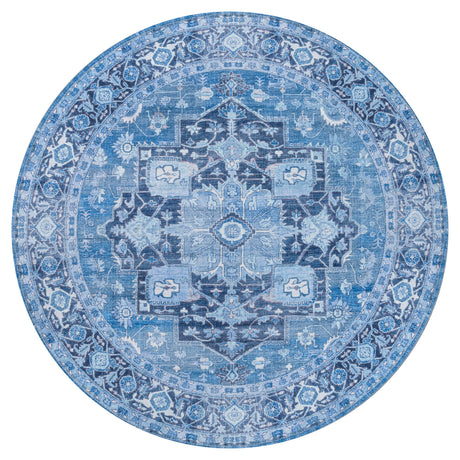 Maris Ornate Medallion Machine-Washable Round Area Rug
