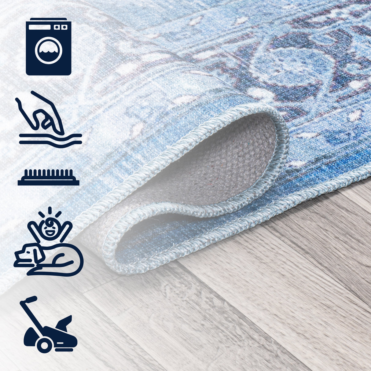 Maris Ornate Medallion Machine-Washable Round Area Rug