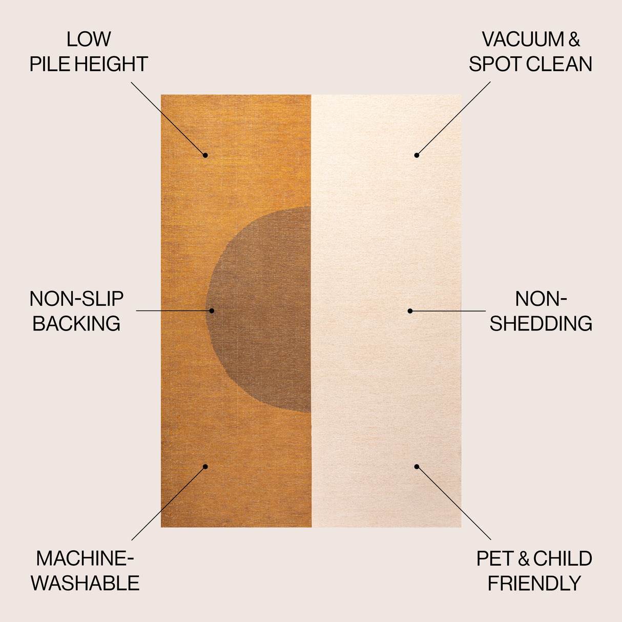 Demie Minimalist Circle Machine-Washable Area Rug