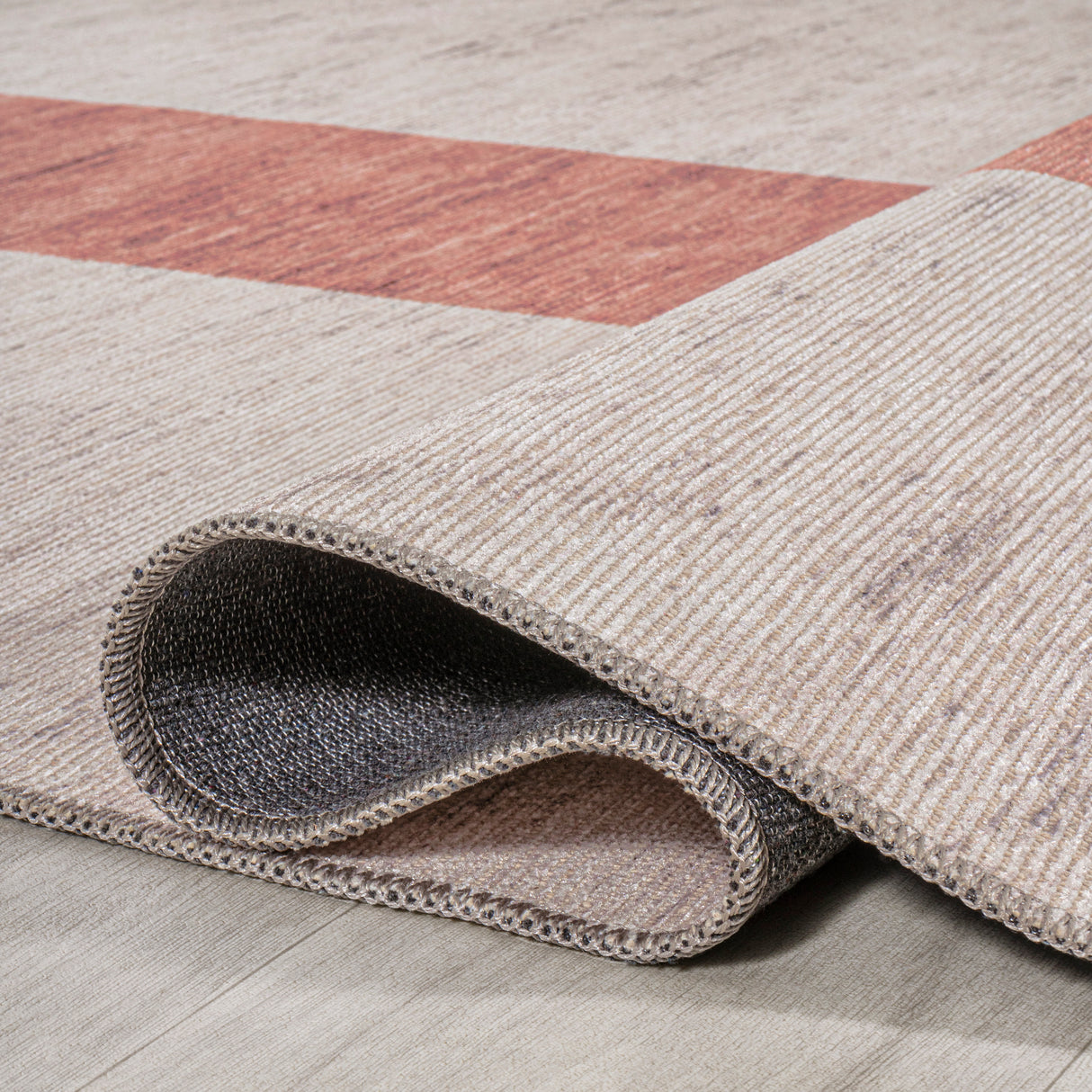 Raita Modern Simple Distressed Stripe Machine-Washable Area Rug