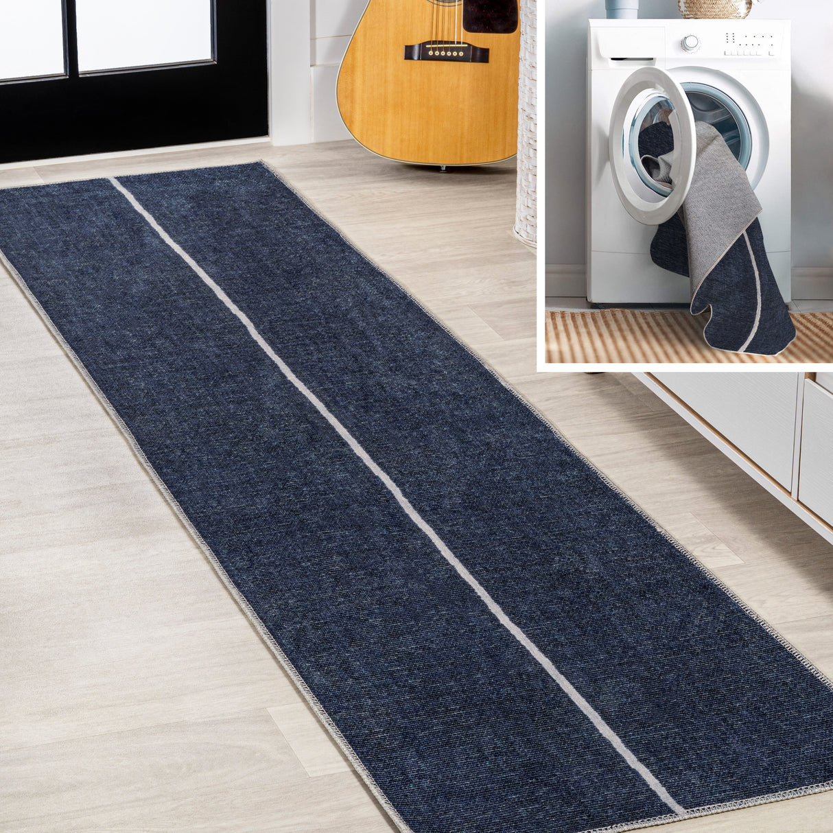 Linja-Solid-Centre-Stripe-Machine-Washable-Runner-Rug-Runner-Rugs