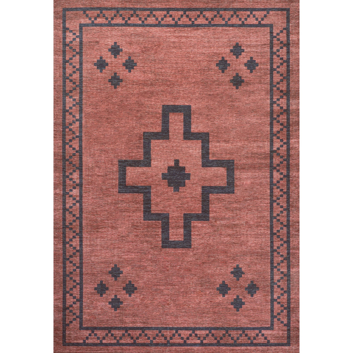 Korsa Geometric Medallion Machine-Washable Runner Rug