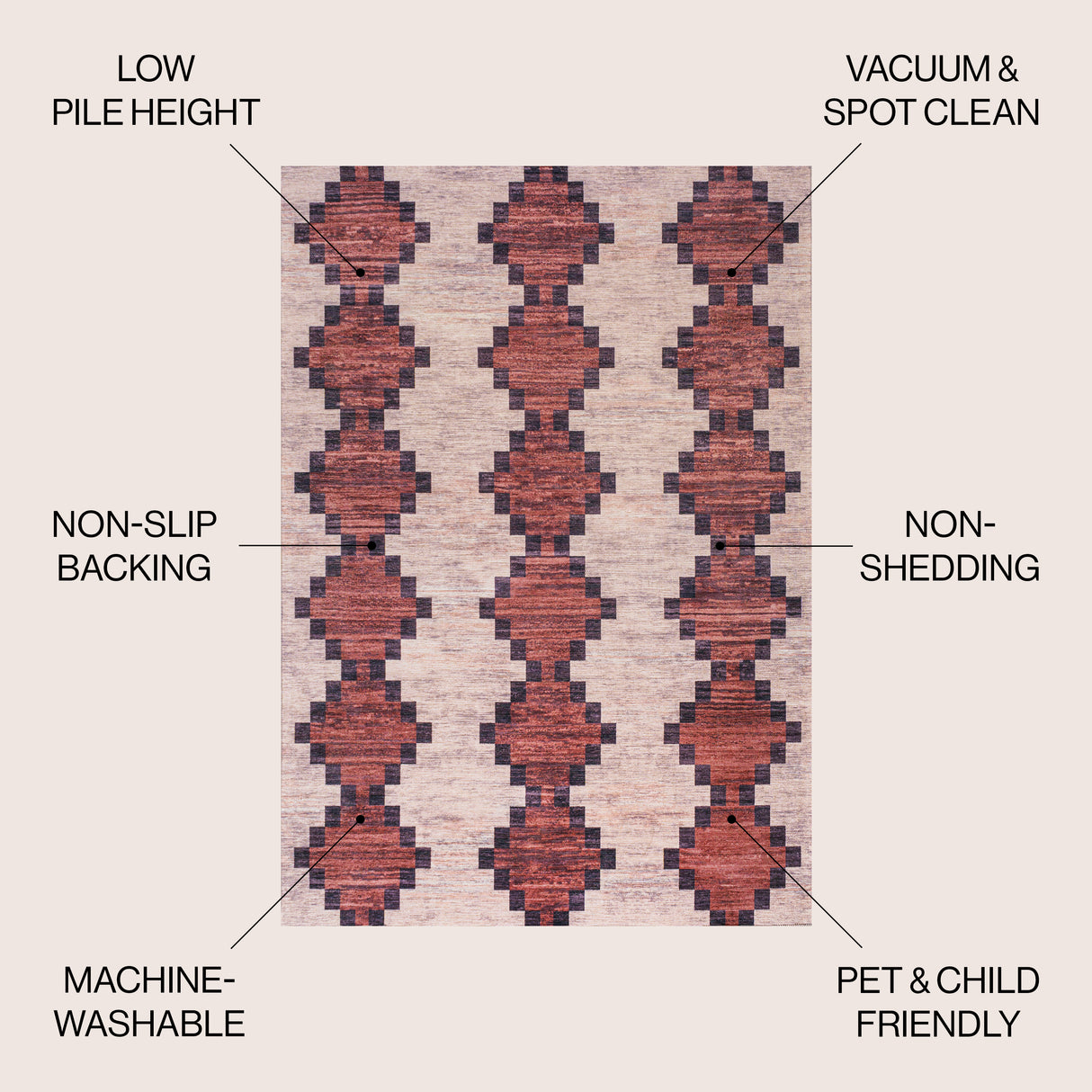 Timantii Modern Simple Trellis Kilim Machine-Washable Area Rug