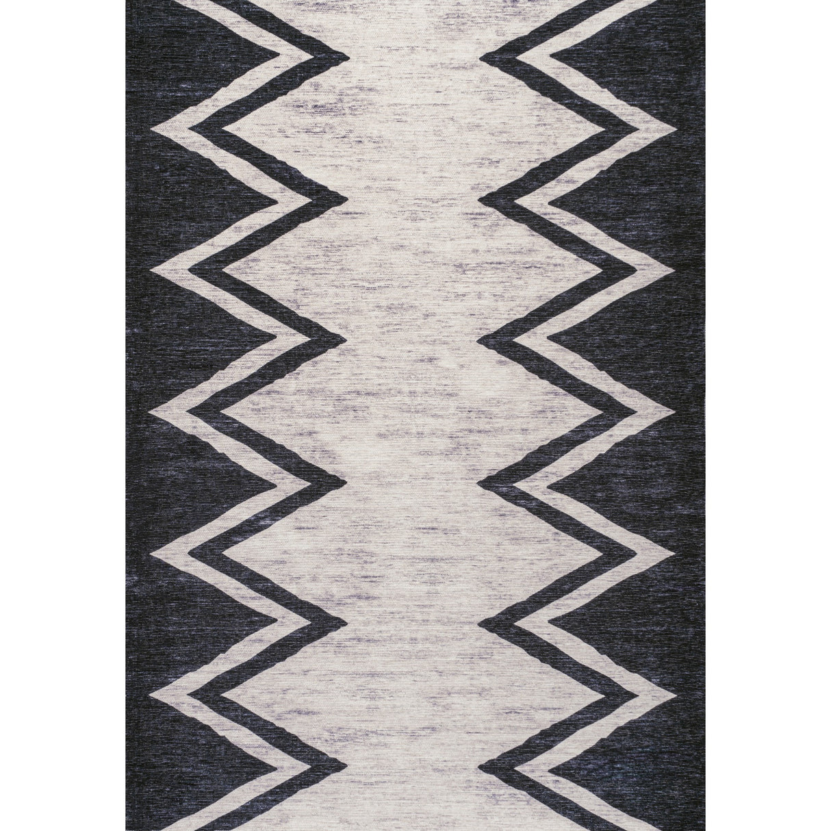 Siksak Modern Chevron Border Machine-Washable Runner Rug