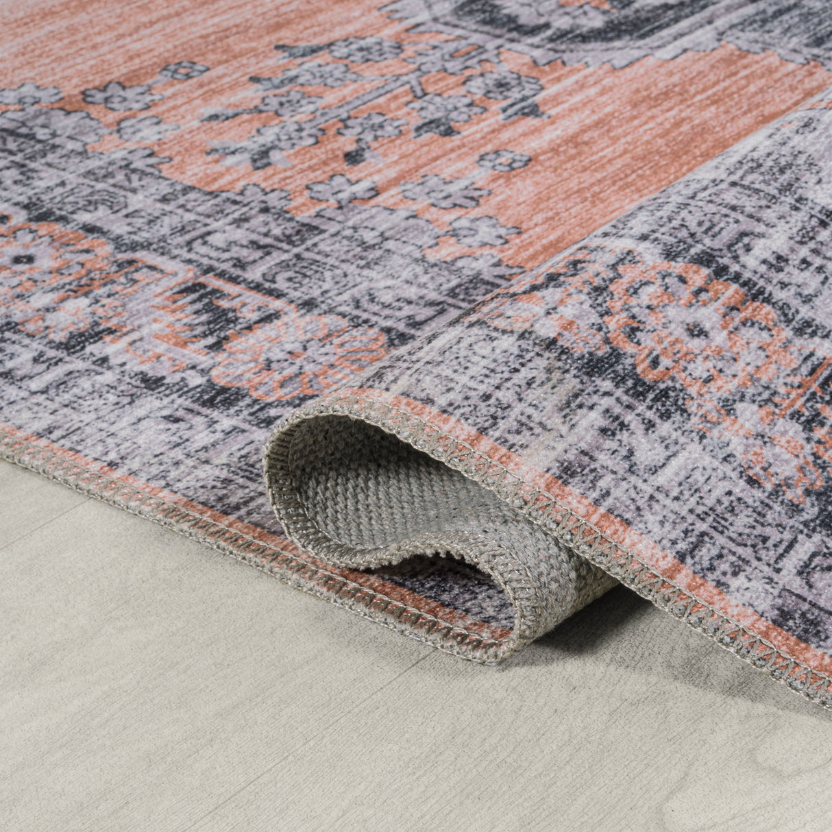 Wincer Chenille Cottage Medallion Machine-Washable Area Rug