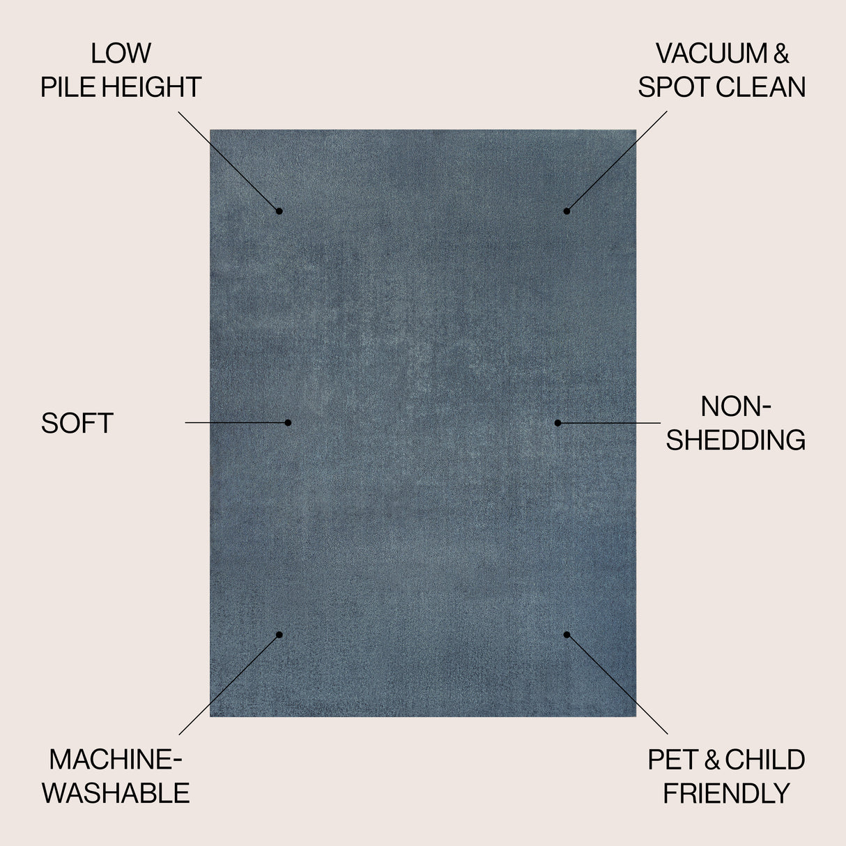 Twyla Classic Solid Low-Pile Machine-Washable Area Rug