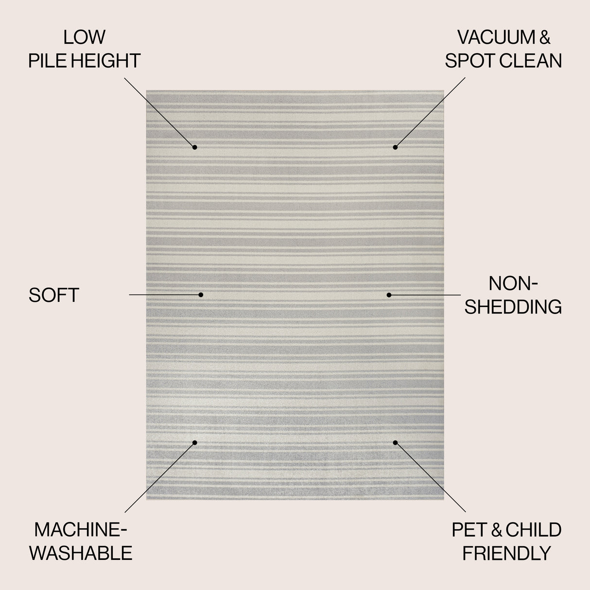 Fawning Two-Tone Striped Classic Low-Pile Machine-Washable Area Rug