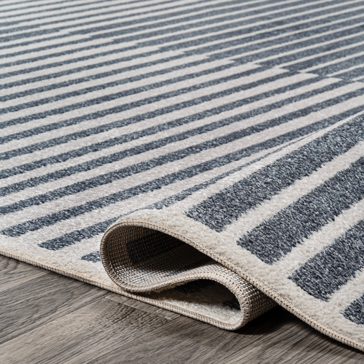 Shutter Minimalist Striped Plaid Machine-Washable Runner Rug
