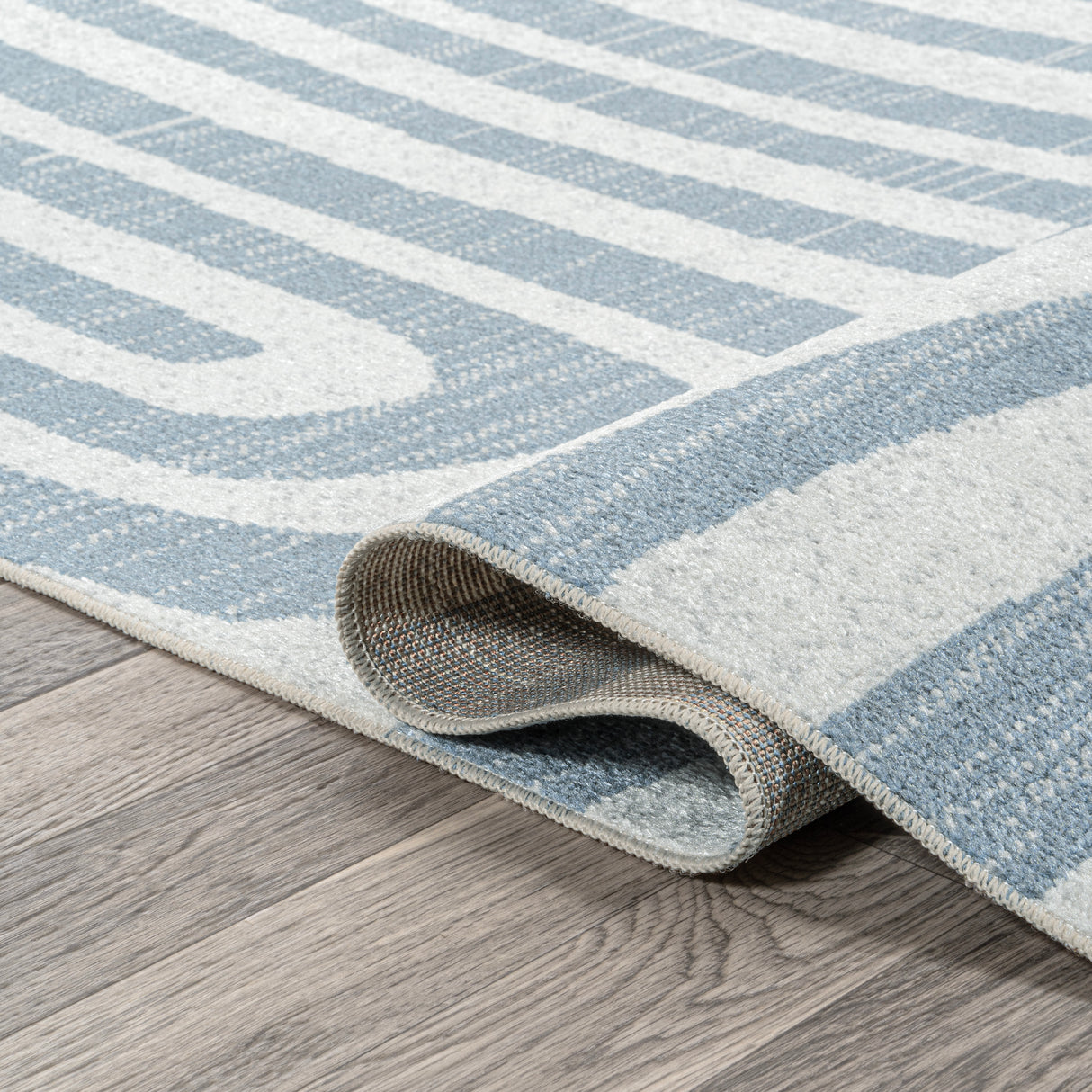 Maze Abstract Two-Tone Low-Pile Machine-Washable Runner Rug