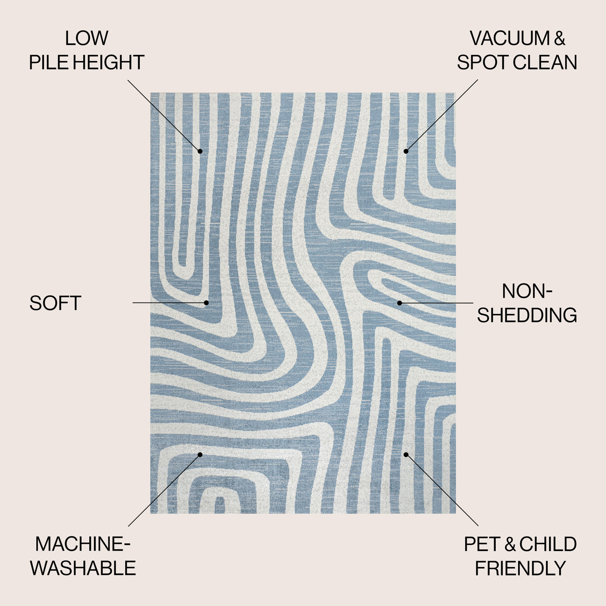 Maze Abstract Two-Tone Low-Pile Machine-Washable Area Rug