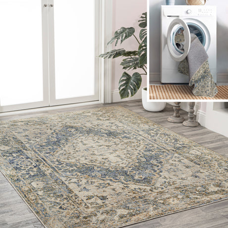 Pavel-Distressed-Medallion-Low-Pile-Machine-Washable-Area-Rug-Area-Rugs