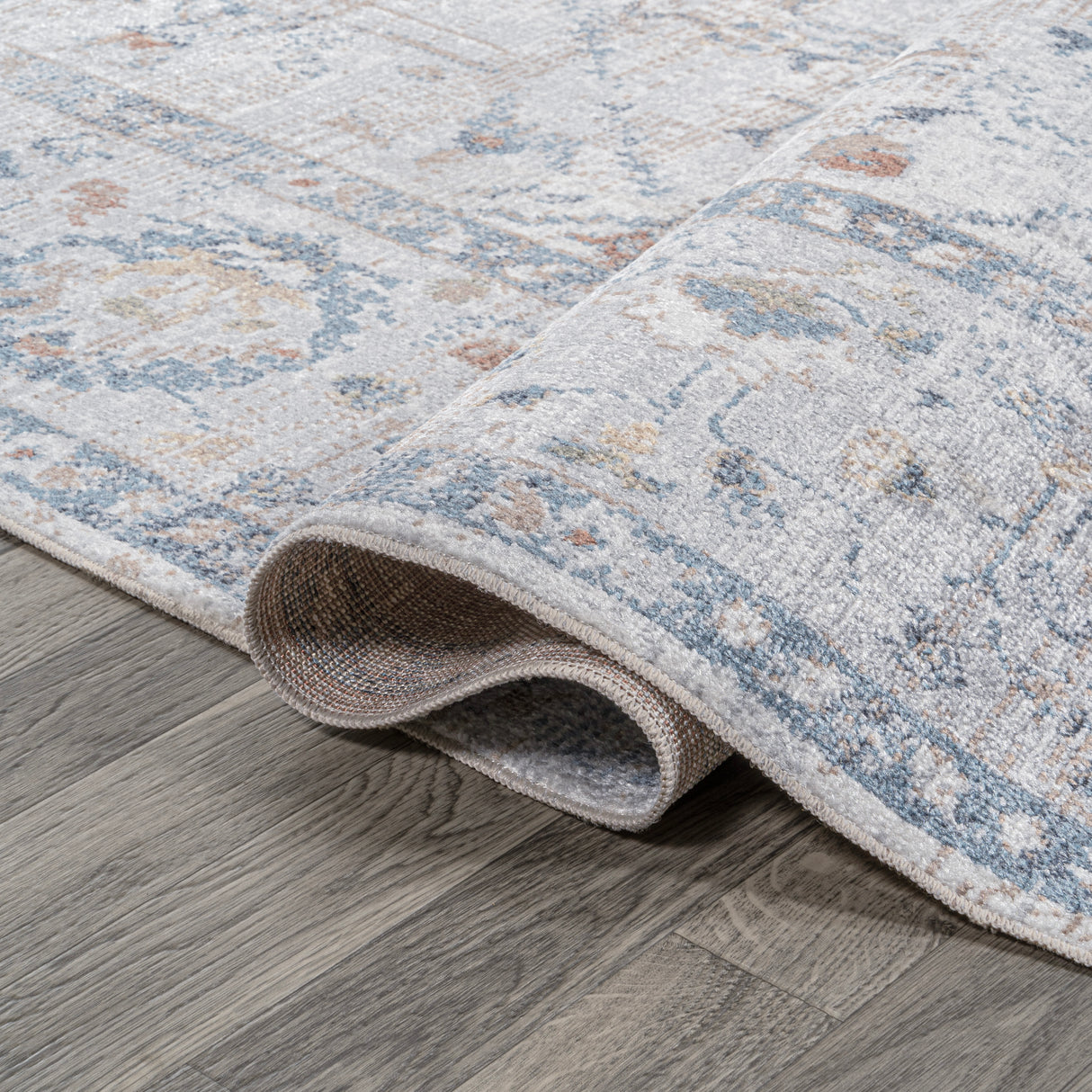 Brandy Rustic Border Low-Pile Machine-Washable Runner Rug
