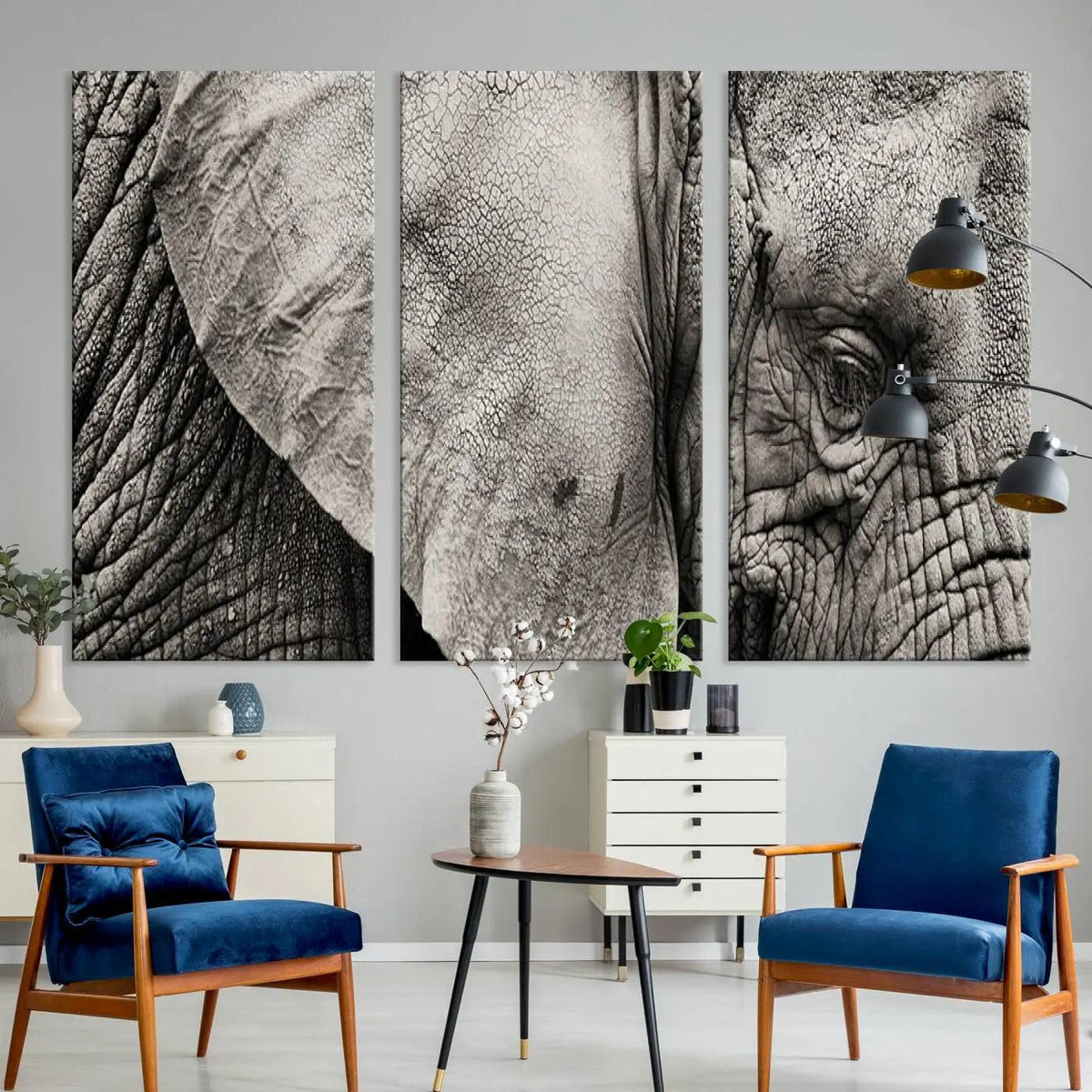 Wall Art Animal Canvas Print Close Taken Elephant with Big