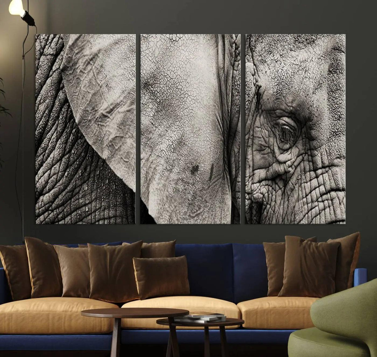 Wall Art Animal Canvas Print Close Taken Elephant with Big