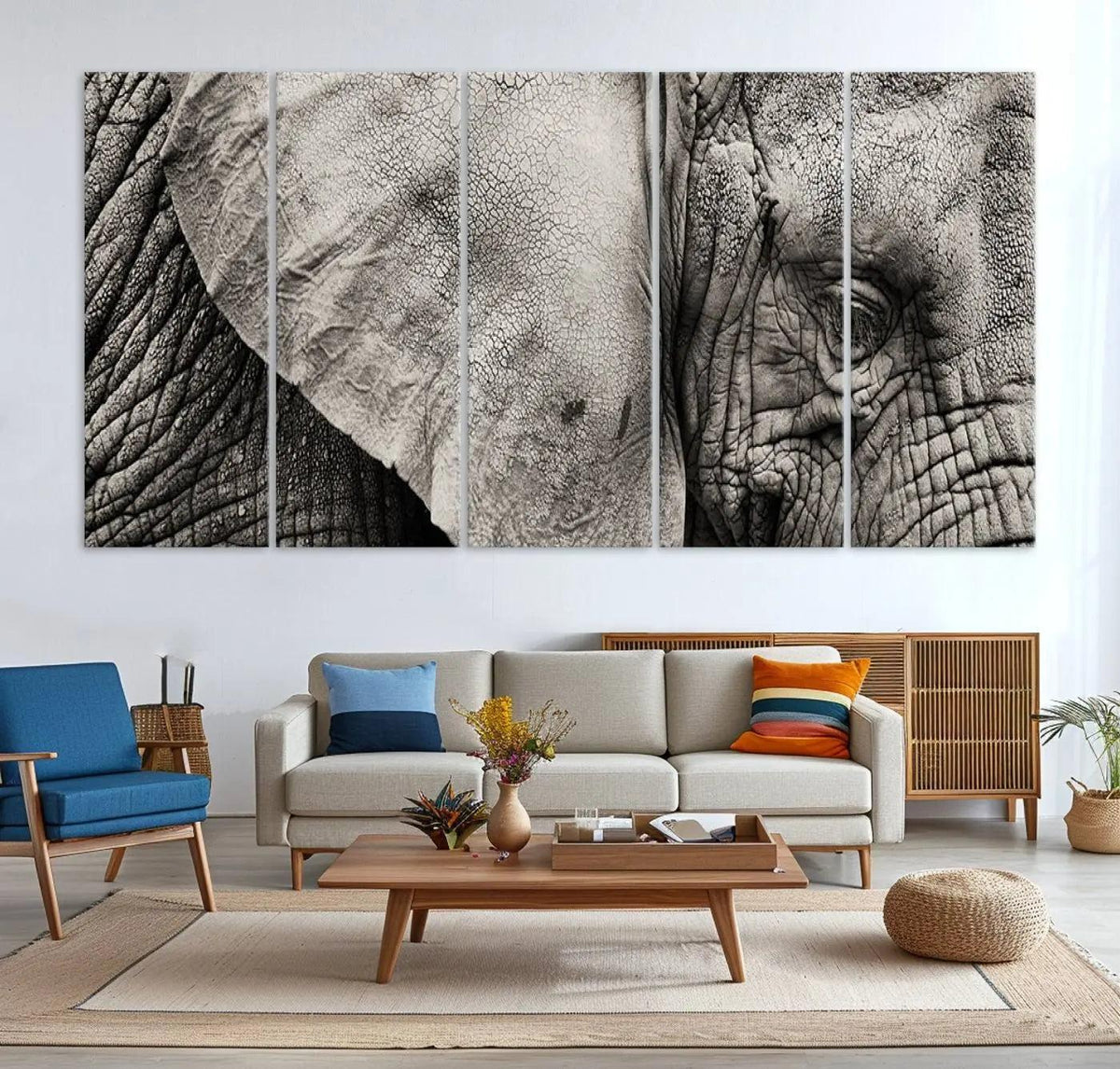 Wall Art Animal Canvas Print Close Taken Elephant with Big