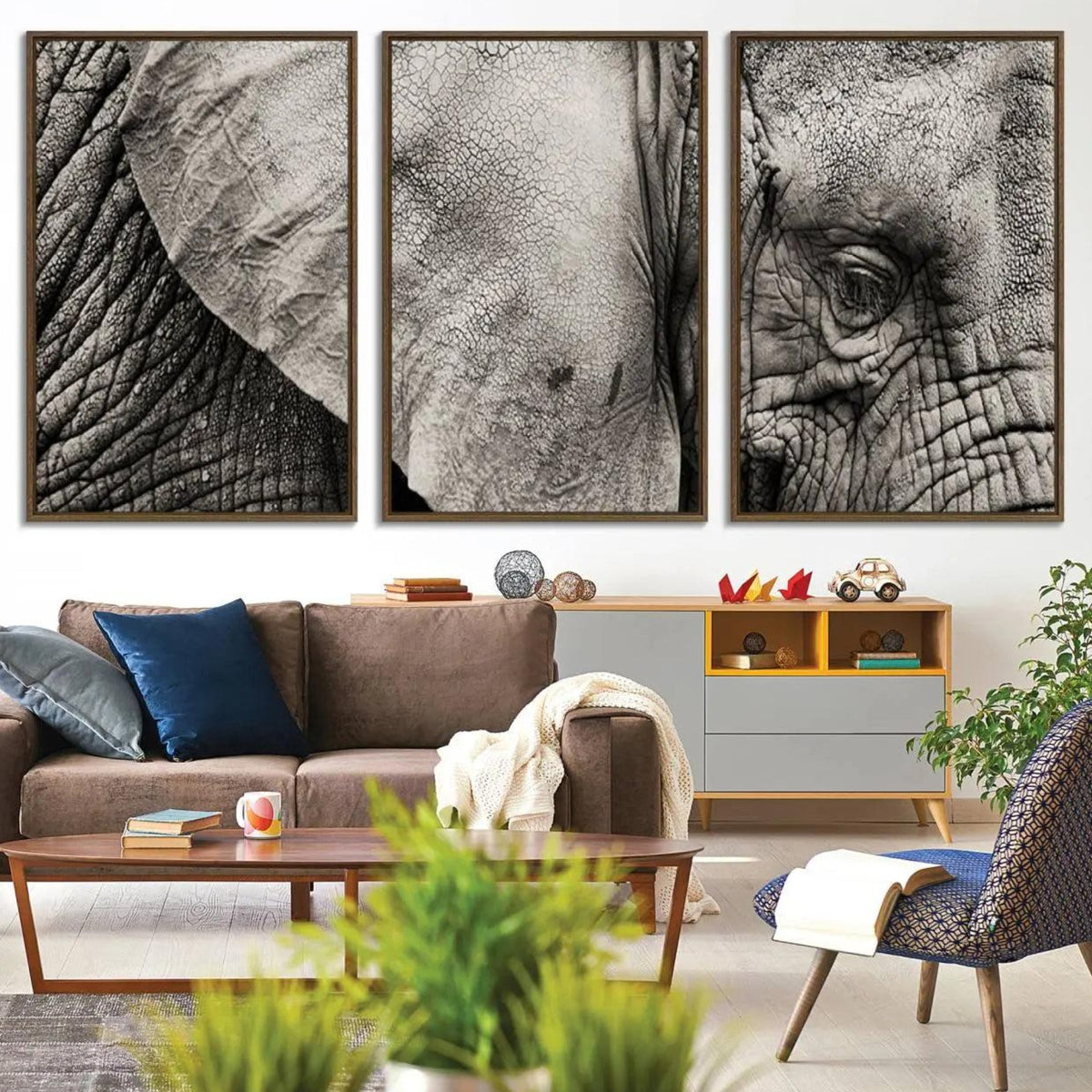 Wall Art Animal Canvas Print Close Taken Elephant with Big