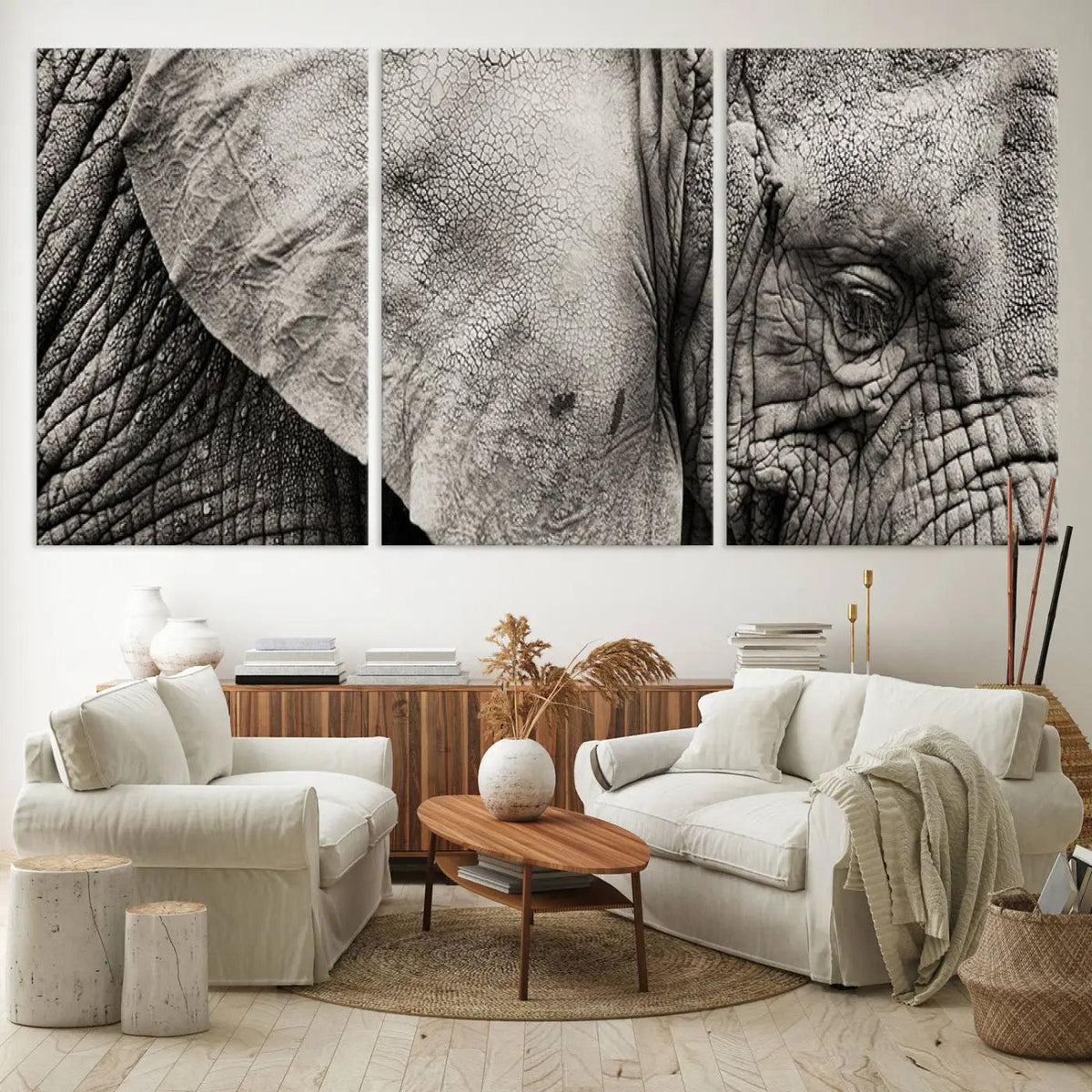 Wall Art Animal Canvas Print Close Taken Elephant with Big