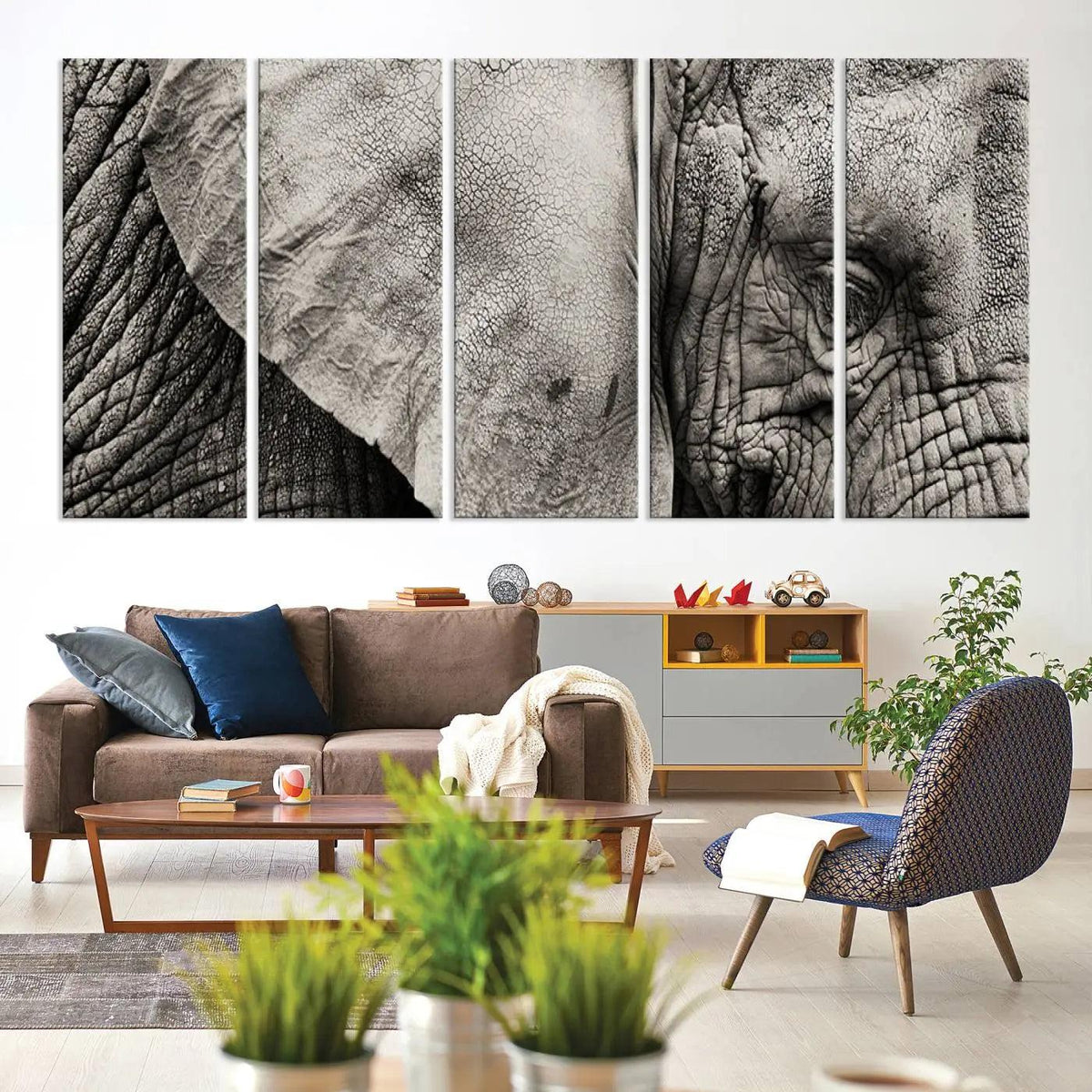 Wall Art Animal Canvas Print Close Taken Elephant with Big