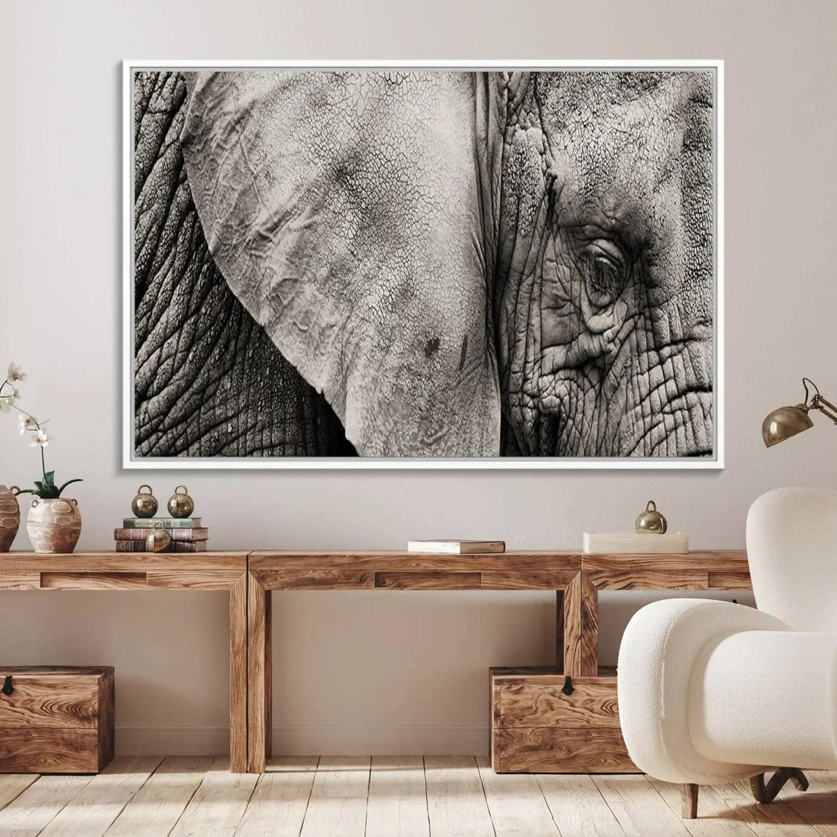 Wall Art Animal Canvas Print Close Taken Elephant with Big