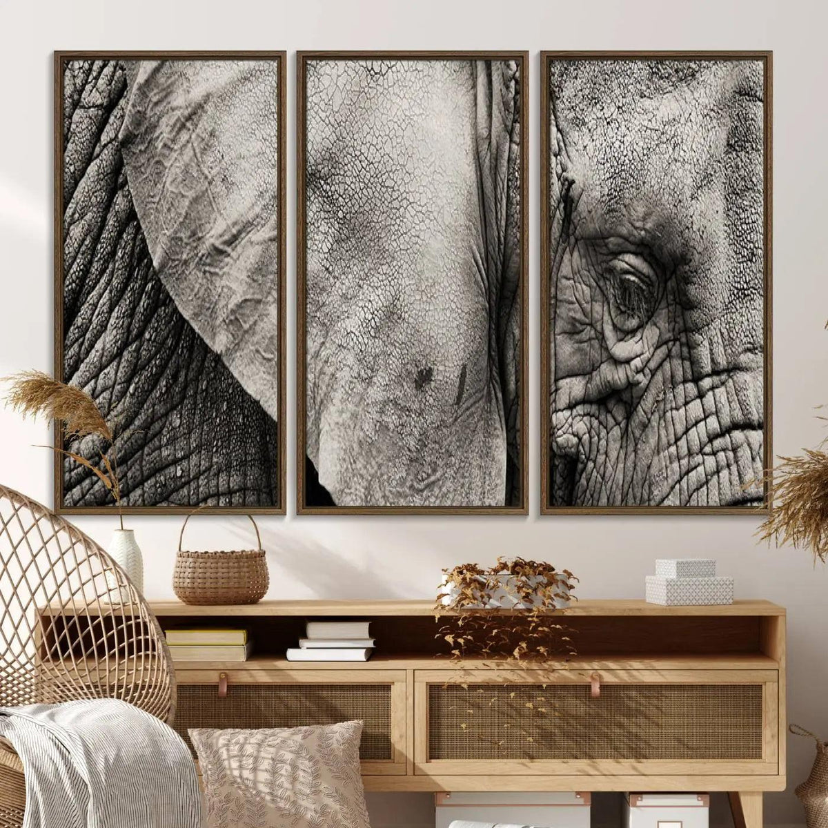 Wall Art Animal Canvas Print Close Taken Elephant with Big