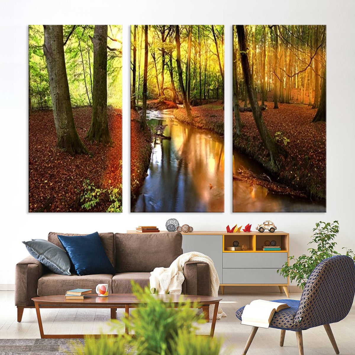 Wall Art Landscape Canvas Print Small River Inside Colorful