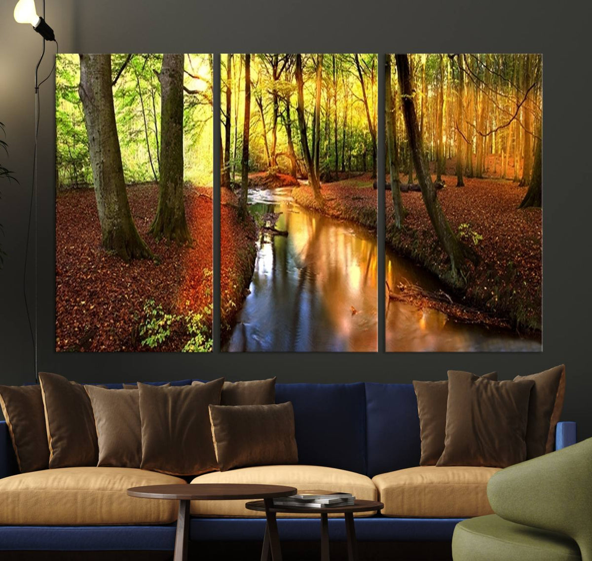 Wall Art Landscape Canvas Print Small River Inside Colorful