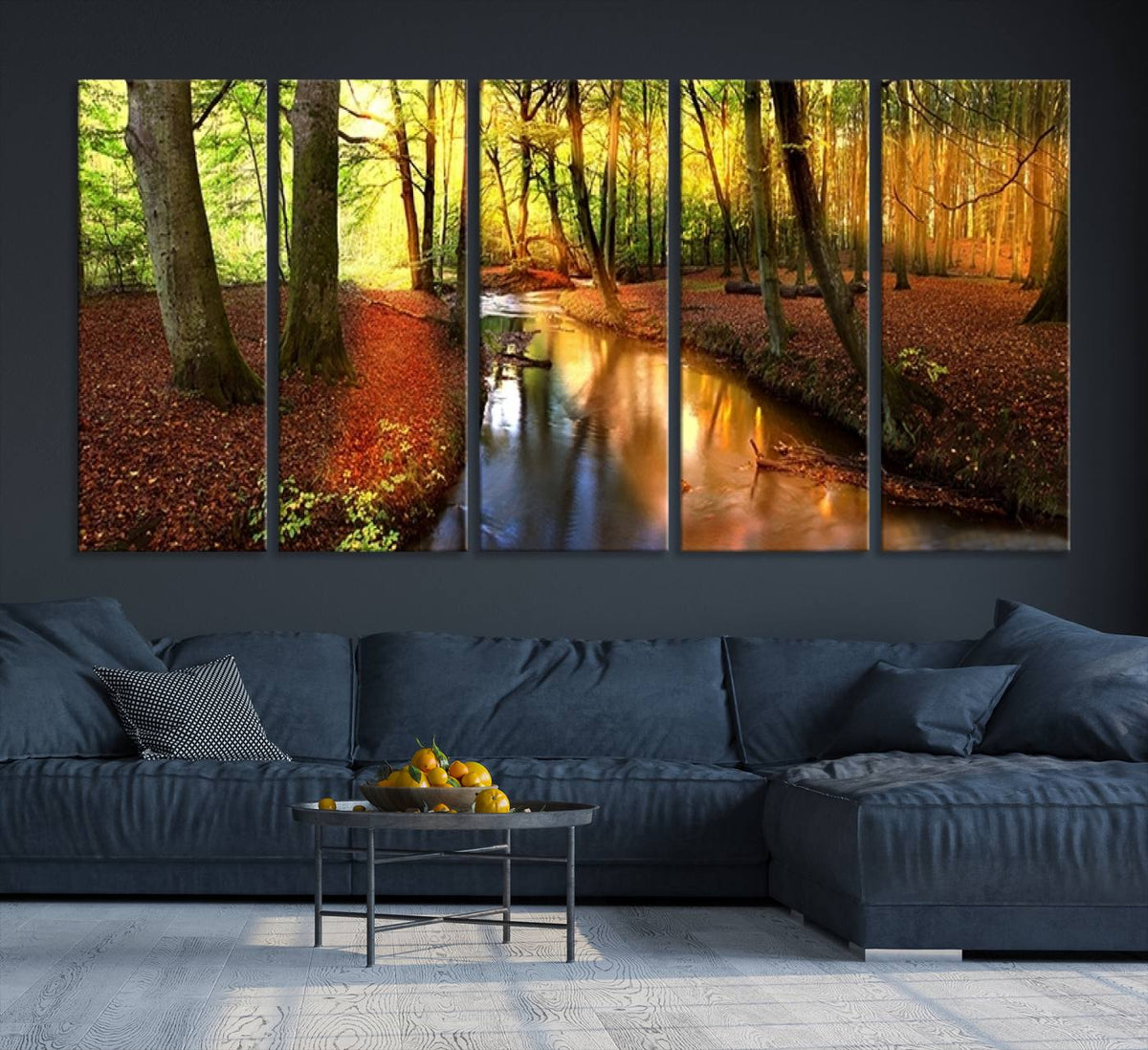 Wall Art Landscape Canvas Print Small River Inside Colorful