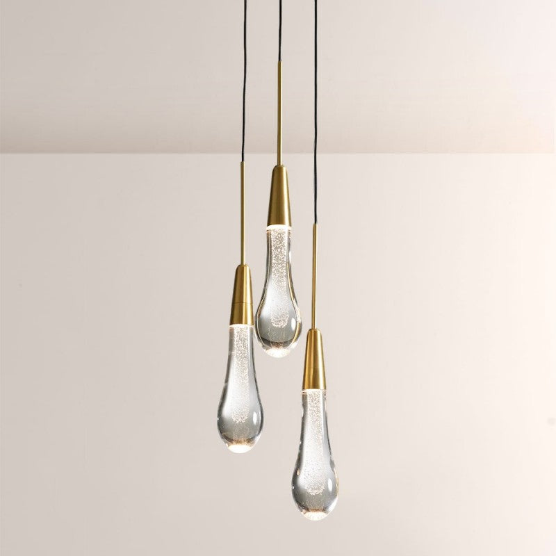 Seeded Glass Raindrop Pendant Light 1-Light 3-Light E12 Fixture