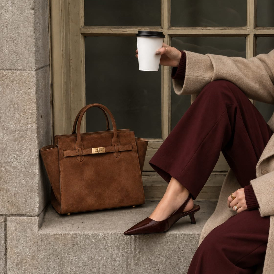 Luxury Women's Suede Structured Silhouette Tote Bag