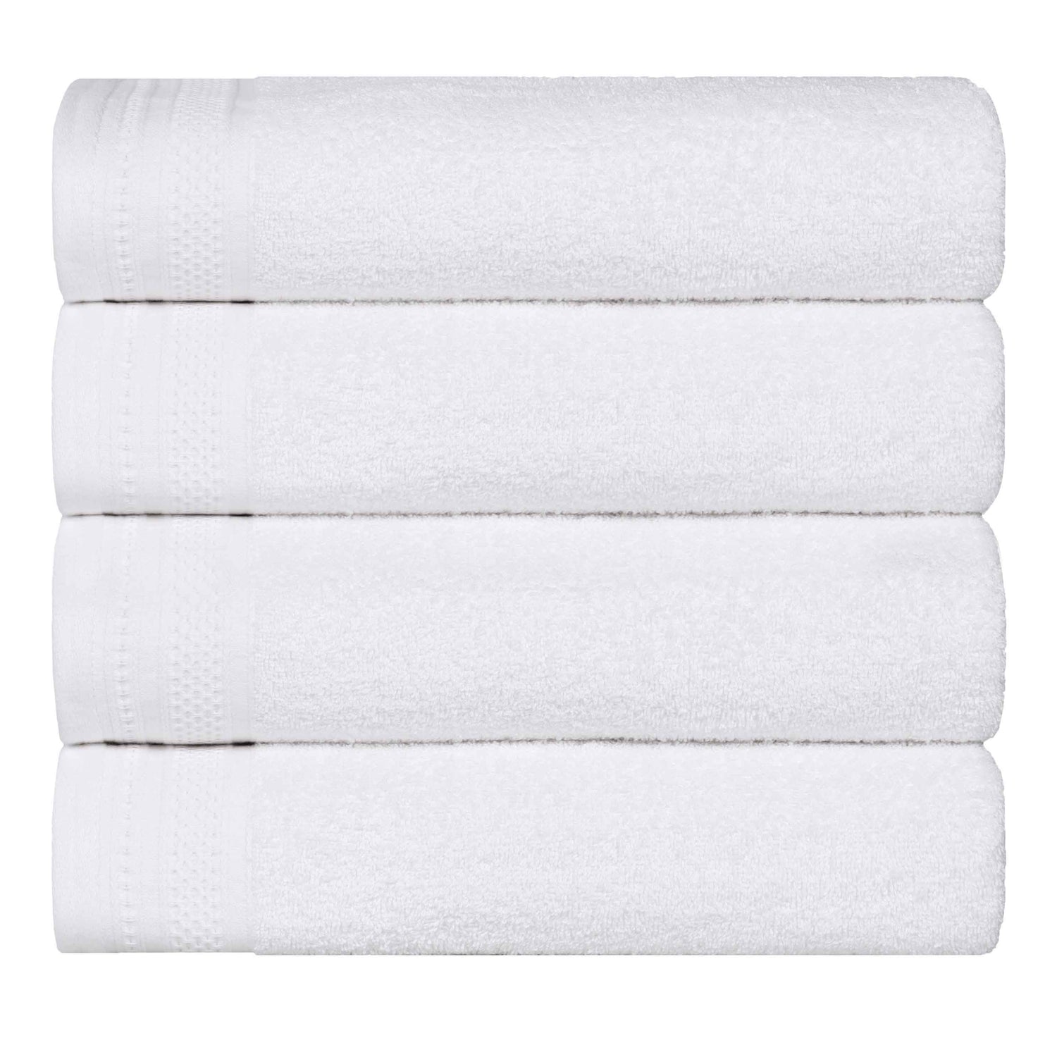 Honeycomb Textured Waffle Border Cotton Bath Towels, Set of 4 - Bath Towel by Superior Brand
