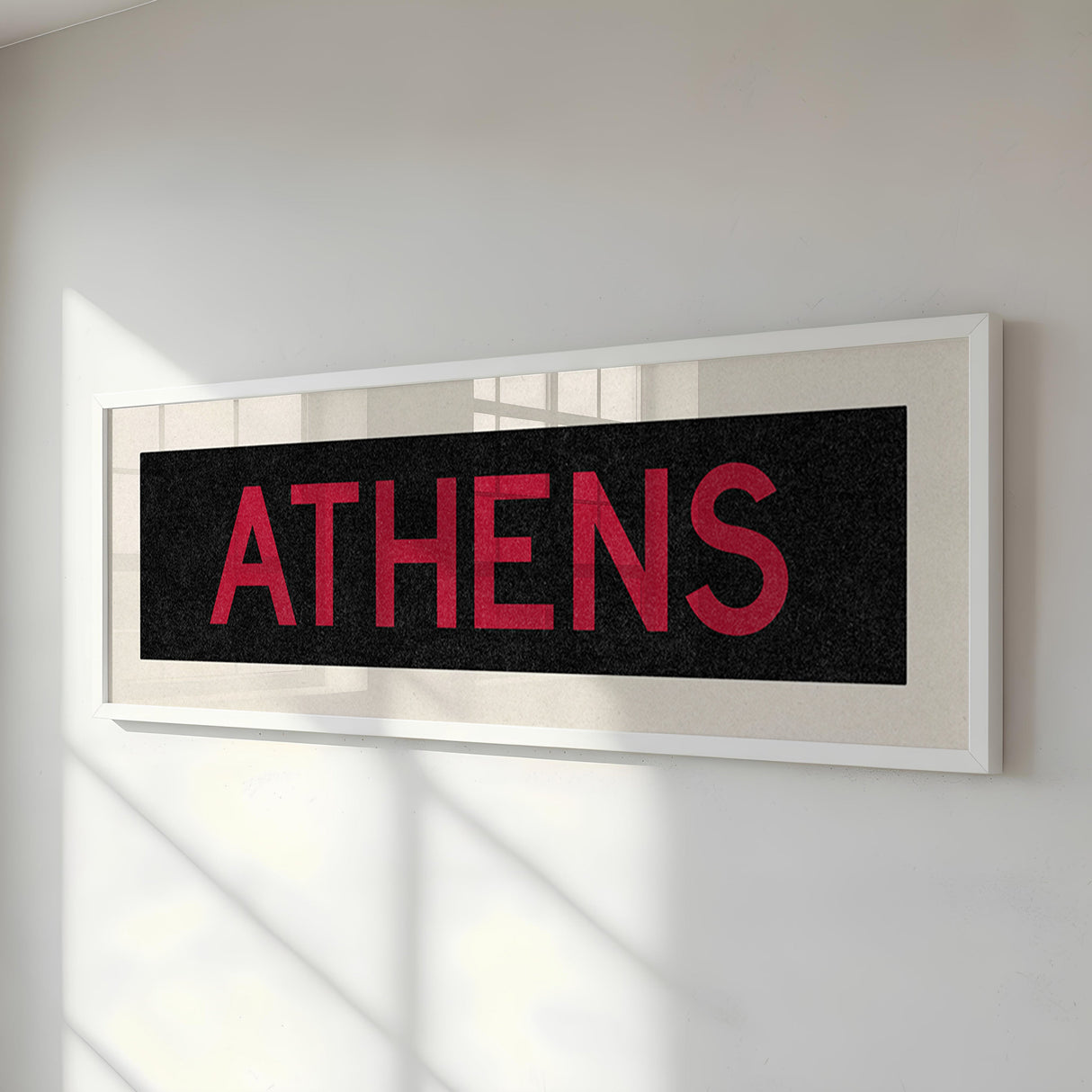 Framed Athens Red and Black Bus Scroll