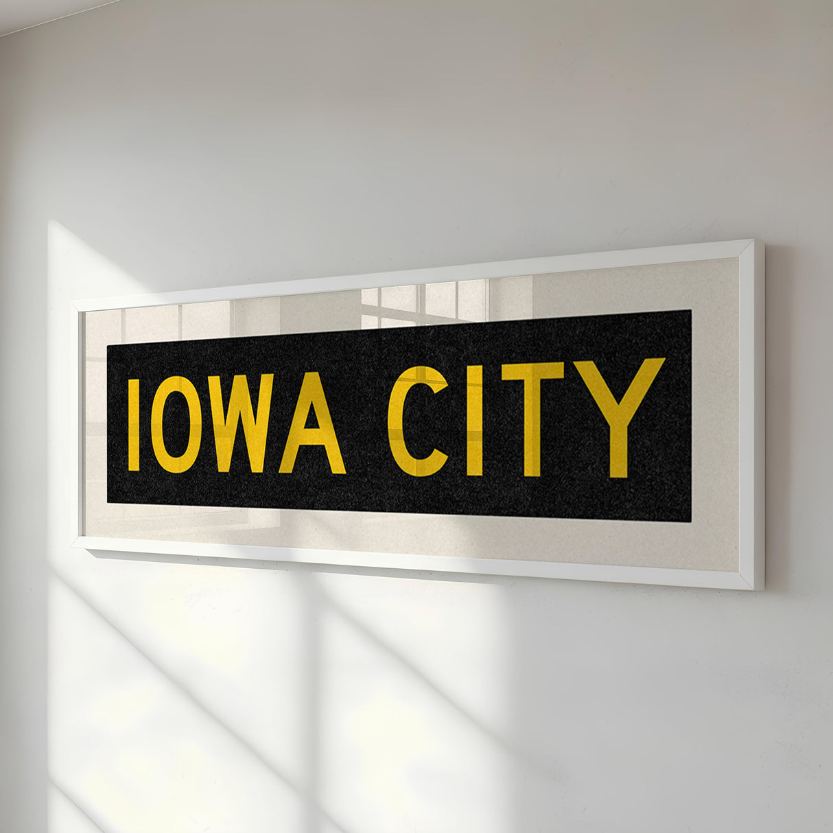 Framed Iowa City Black and Gold Bus Scroll