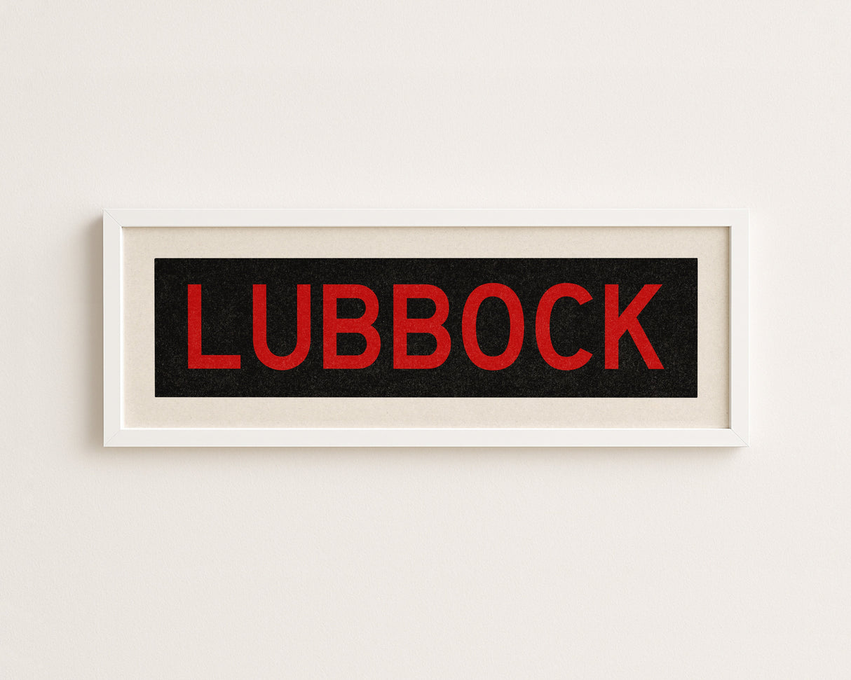 Framed Lubbock Red and Black Bus Scroll