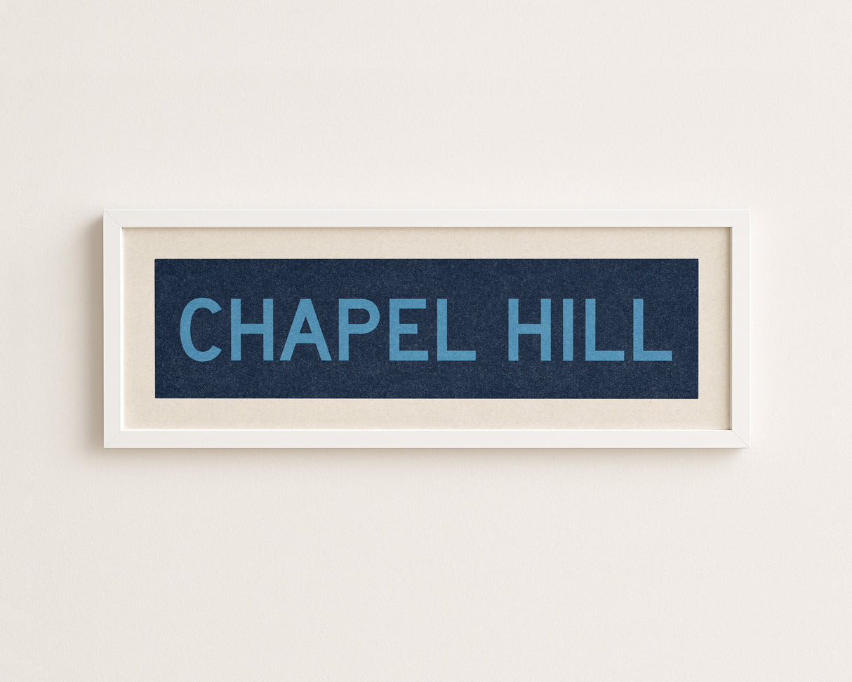 Framed Chapel Hill Blue Bus Scroll