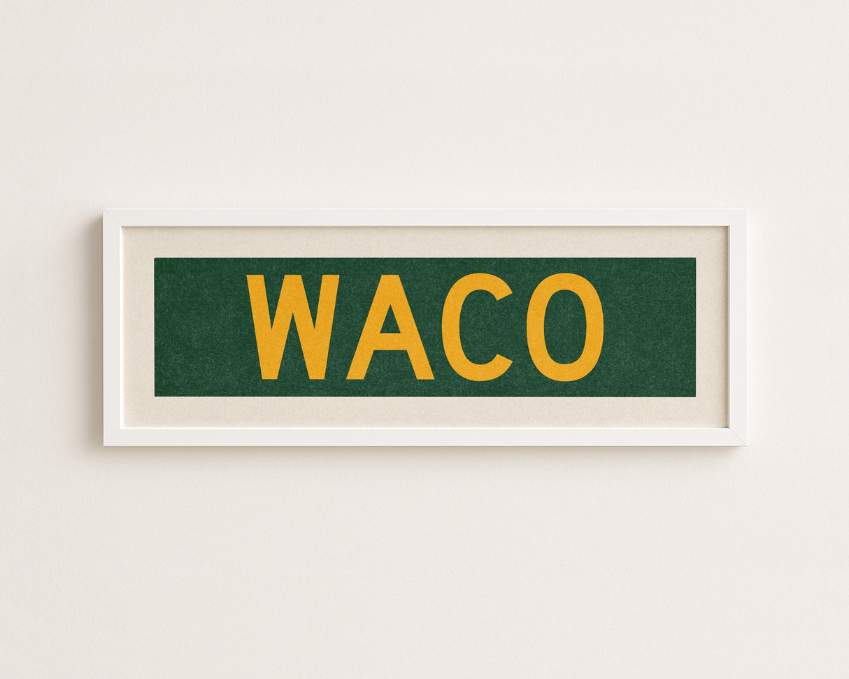 Framed Waco Green Bus Scroll