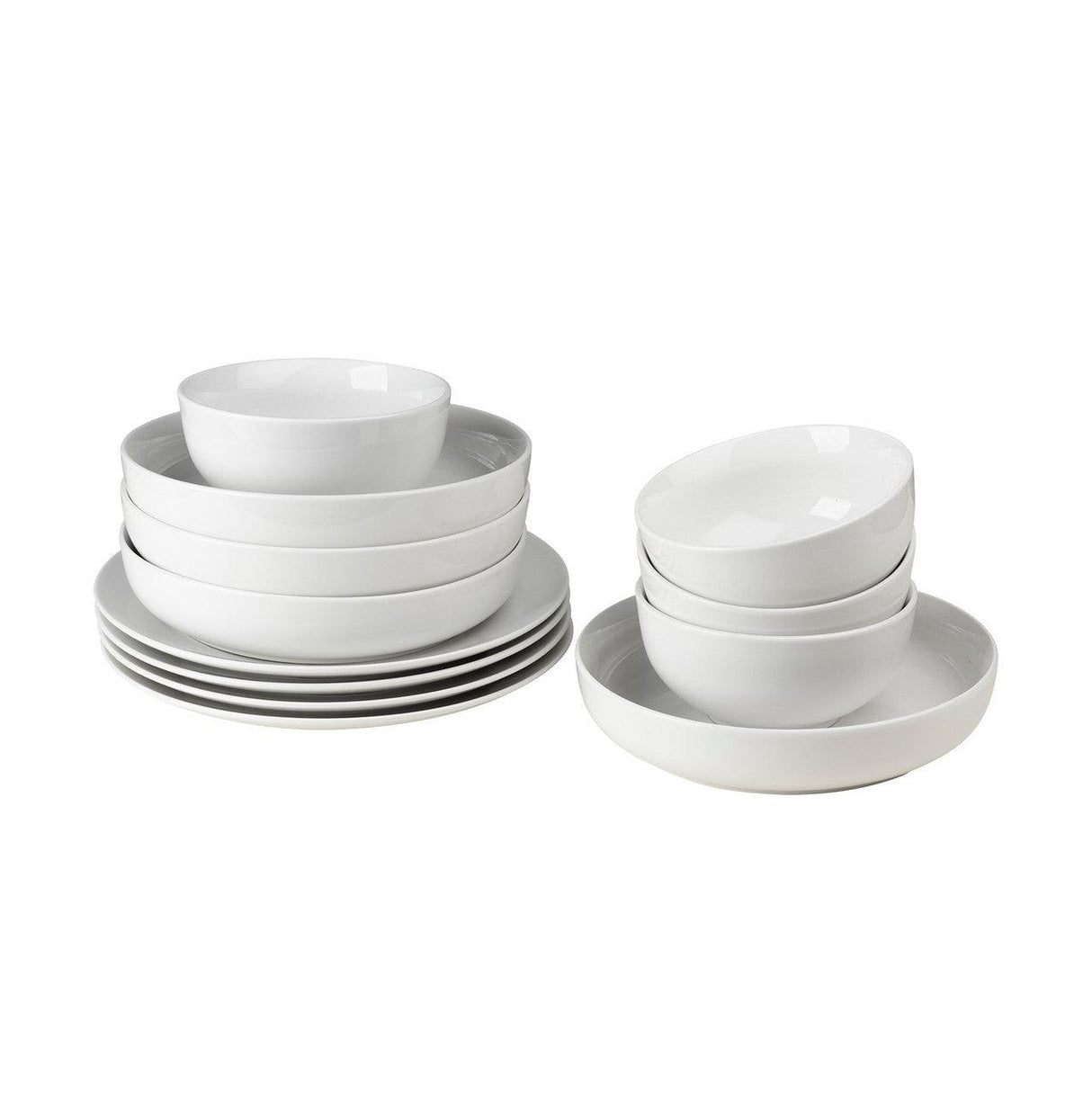 White Essential 12 Piece Entree Bowl Dinnerware Set - Euro Ceramica