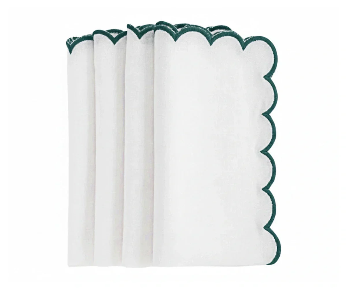 Green scallop napkins