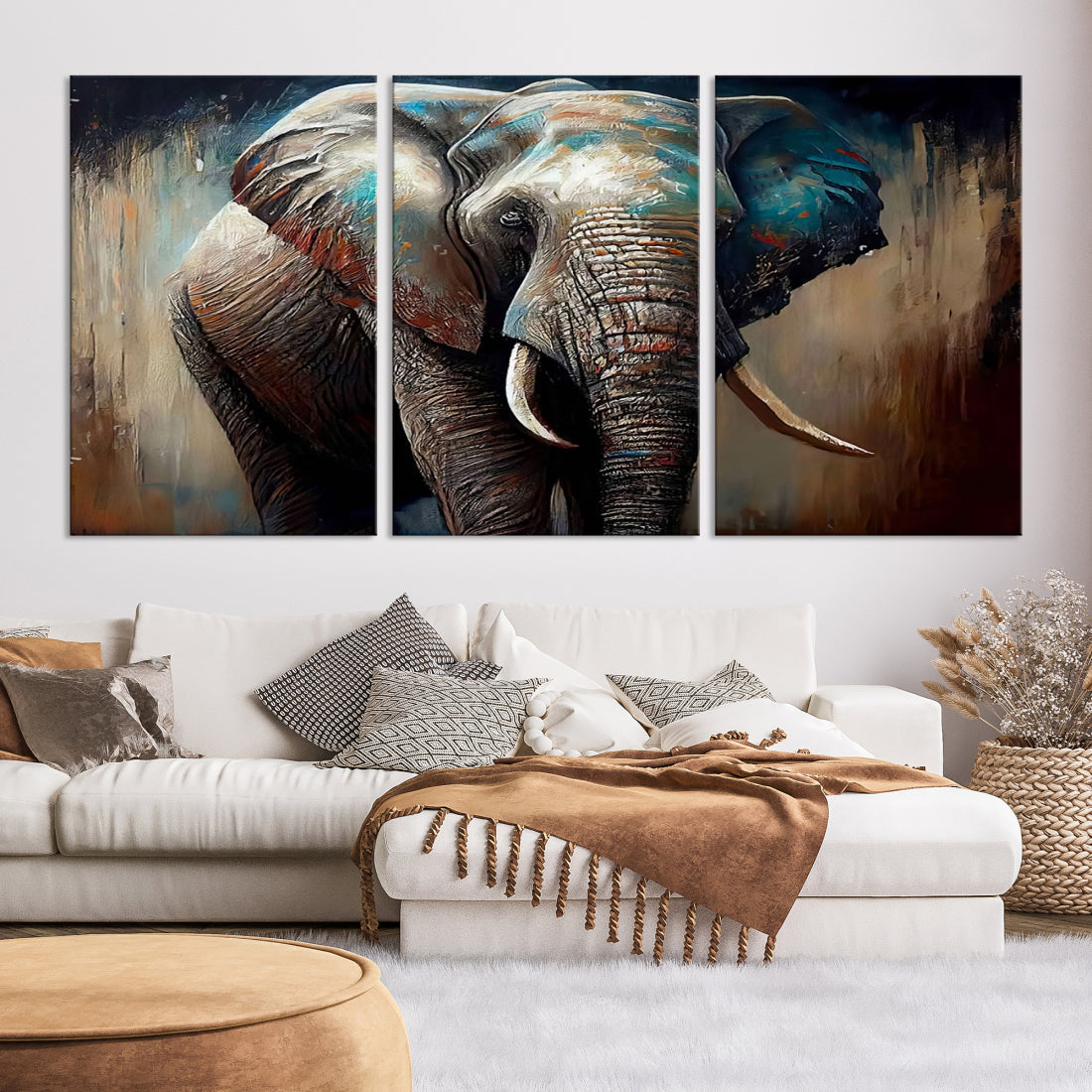 Wild Elephant Wall Art Canvas Print