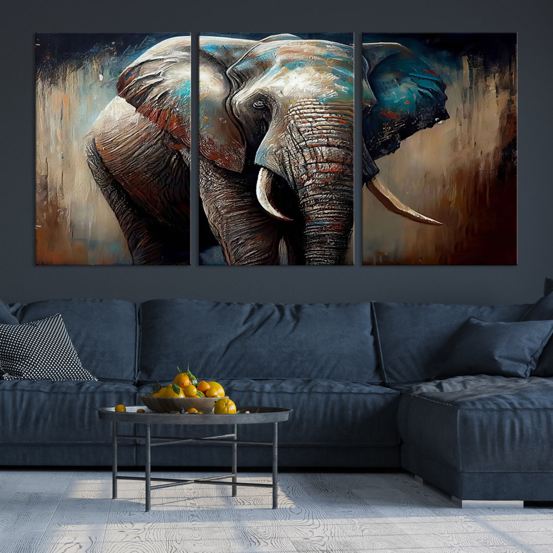 Wild Elephant Wall Art Canvas Print