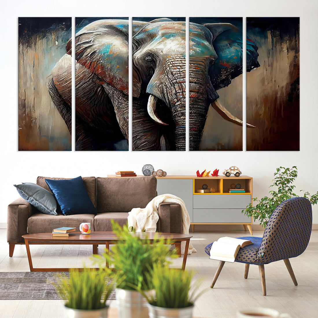 Wild Elephant Wall Art Canvas Print