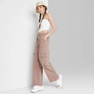 Wild Fable Women's High Rise Straight Leg Casual Cargo Pants