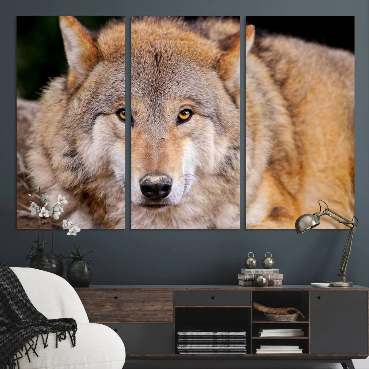 Wild Wolf Wall Art Canvas Print, Framed Canvas Print, Modern