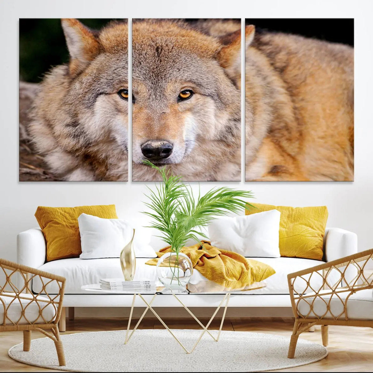 Wild Wolf Wall Art Canvas Print, Framed Canvas Print, Modern