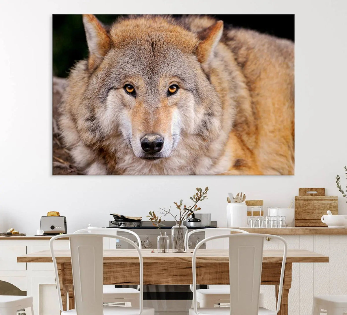 Wild Wolf Wall Art Canvas Print, Framed Canvas Print, Modern