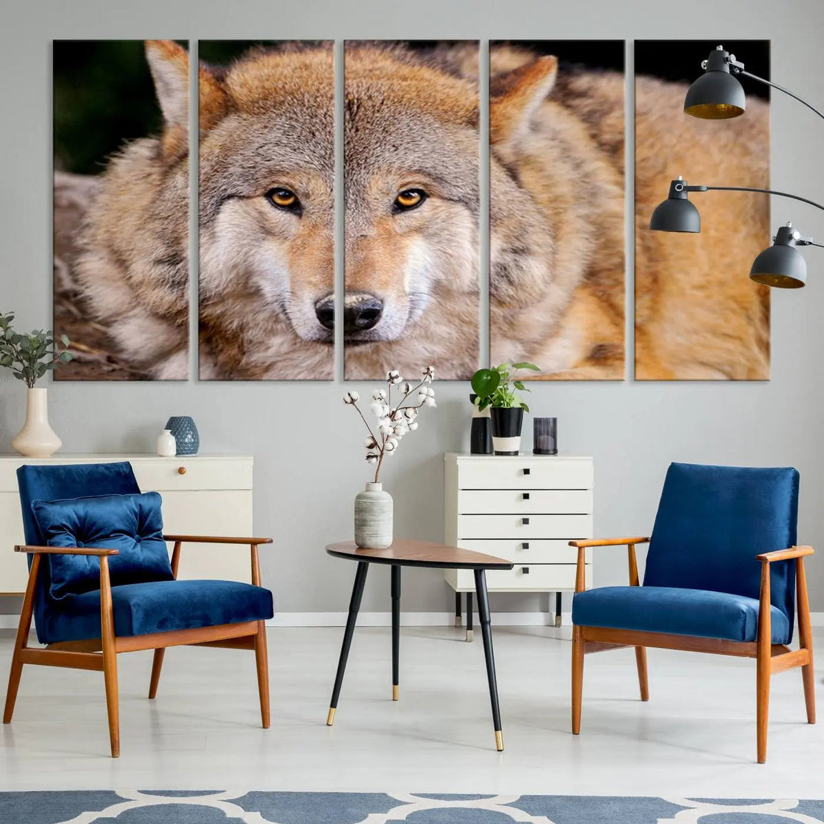 Wild Wolf Wall Art Canvas Print, Framed Canvas Print, Modern