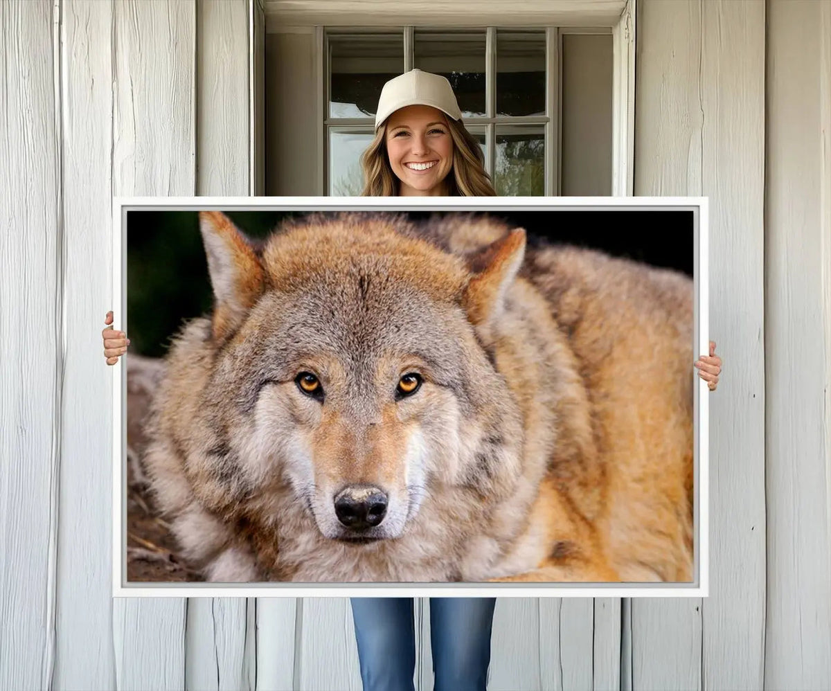 Wild Wolf Wall Art Canvas Print, Framed Canvas Print, Modern