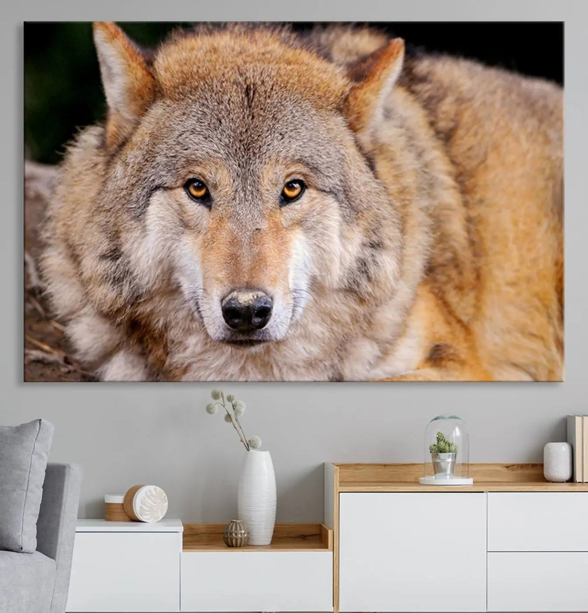 Wild Wolf Wall Art Canvas Print, Framed Canvas Print, Modern