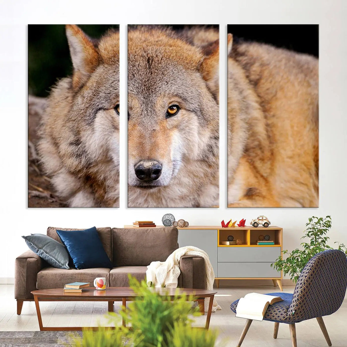 Wild Wolf Wall Art Canvas Print, Framed Canvas Print, Modern