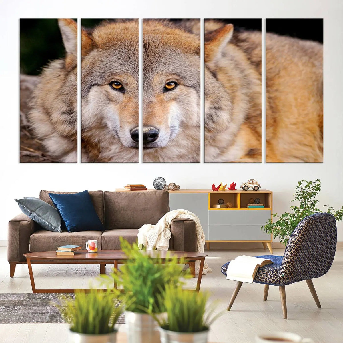 Wild Wolf Wall Art Canvas Print, Framed Canvas Print, Modern